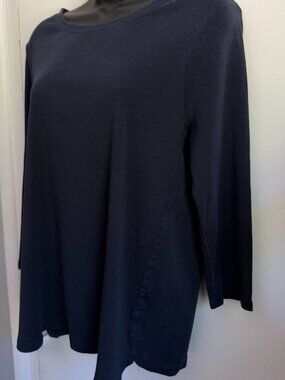 EUC J.Jill size medium navy blue 3/4 sleeve Pima scoop neck T-shirt